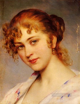  Blaas Lienzo - Von A Portrait Of A Young Lady dama Eugene de Blaas hermosa mujer dama